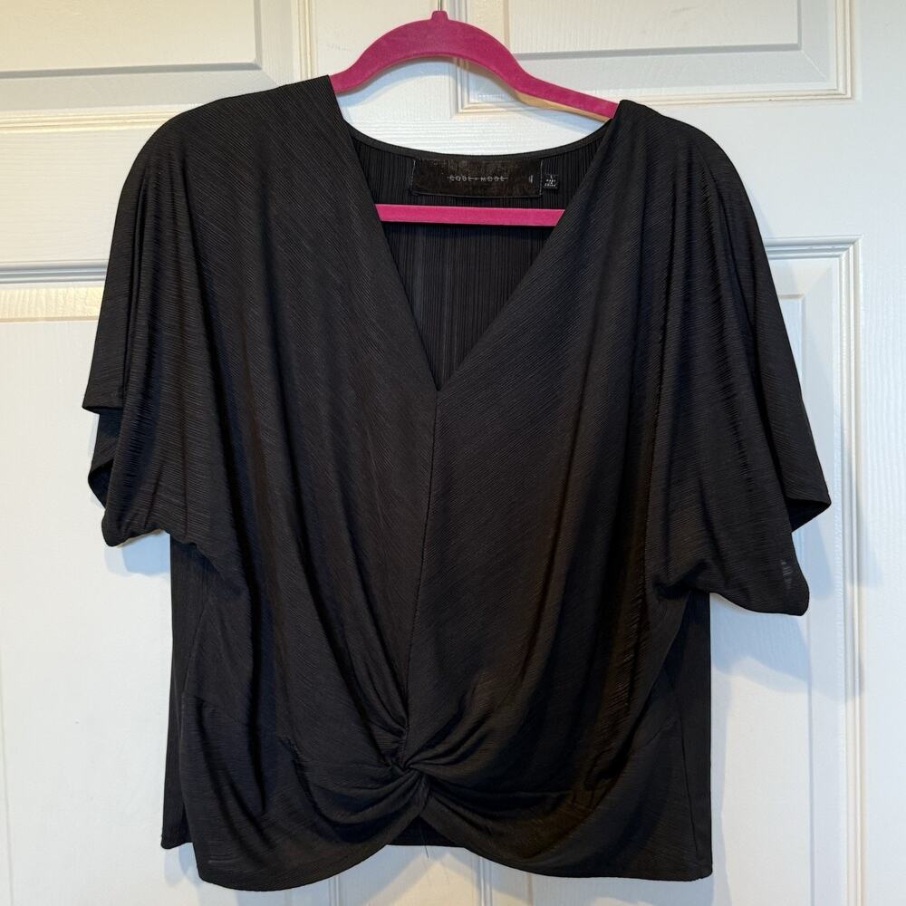 Code X Mode Short Sleeve Gathered Blouse Women's Size Small Large Black